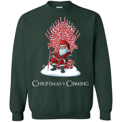 Funny Christmas T-shirt Santa Candy Cane Throne Forest Green