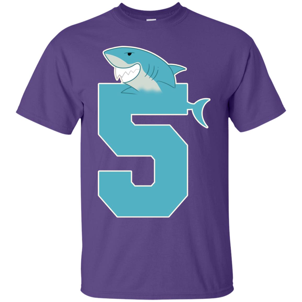 5th Birthday Shark Party Shirt Purple