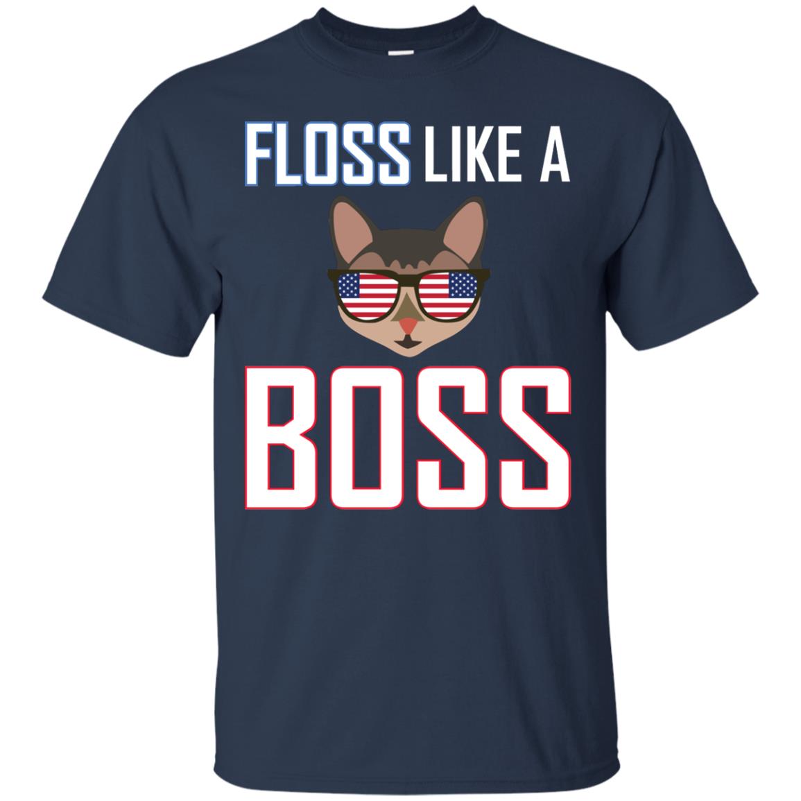 Floss Like A Boss Cat Shirt Navy