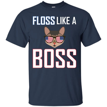 Floss Like A Boss Cat Shirt Navy
