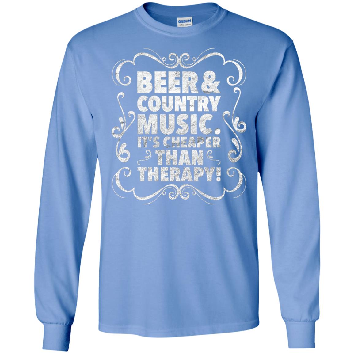 Beer Andcountry Music Its Cheaper Than Therapy Shirt Carolina Blue