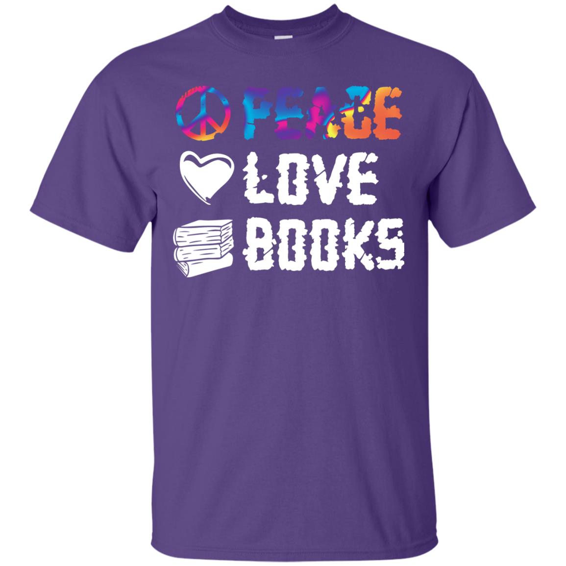 Peace Love Books Best Reading Shirt For Book Lover Purple