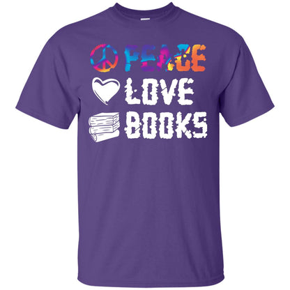 Peace Love Books Best Reading Shirt For Book Lover Purple