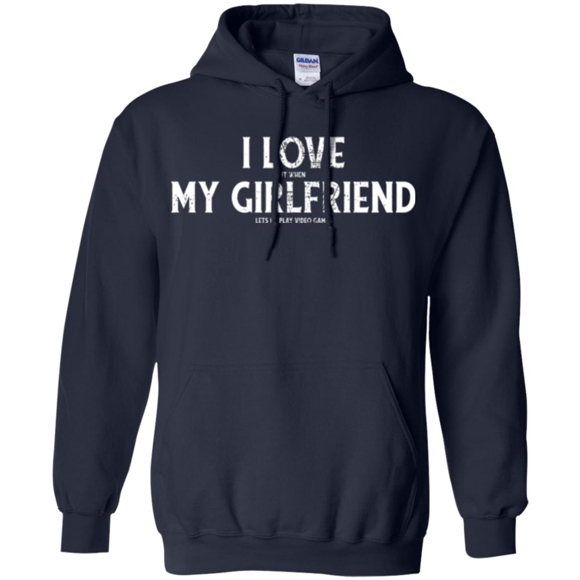 Funny Gamer T-shirt I Love My Girlfriend Lets Me Play Video Games Navy