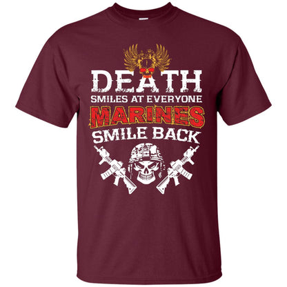 Death Smiles At Everyone Marines Smile Back Shirt Maroon