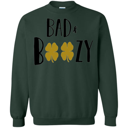 Bad And Boozy Funny Saint Patrick Day Drinking T-shirt Forest Green