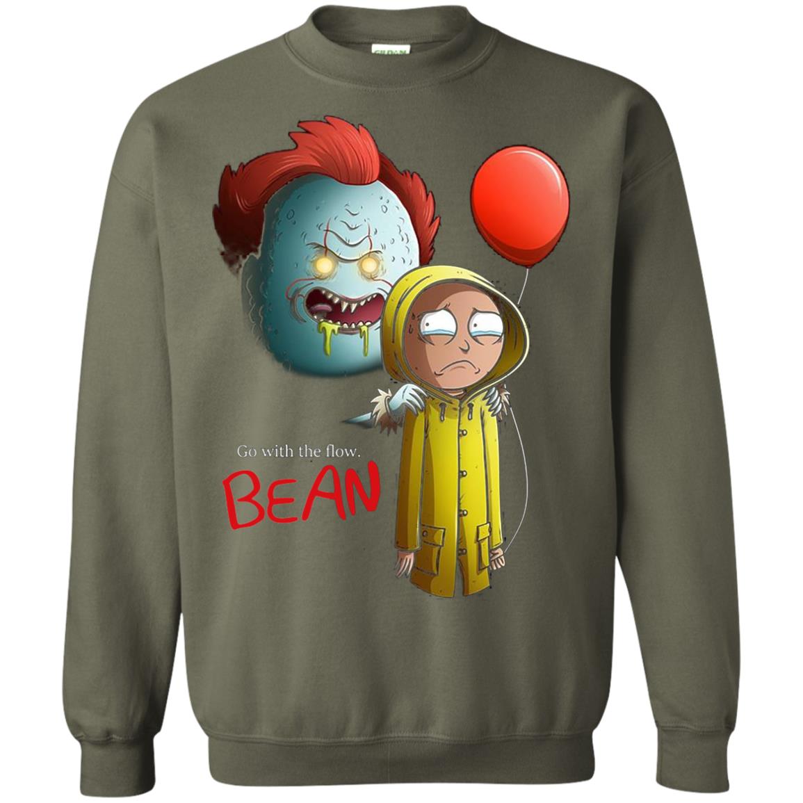 Go With The Flow It And Bean Horror Movie Shirt Military Green
