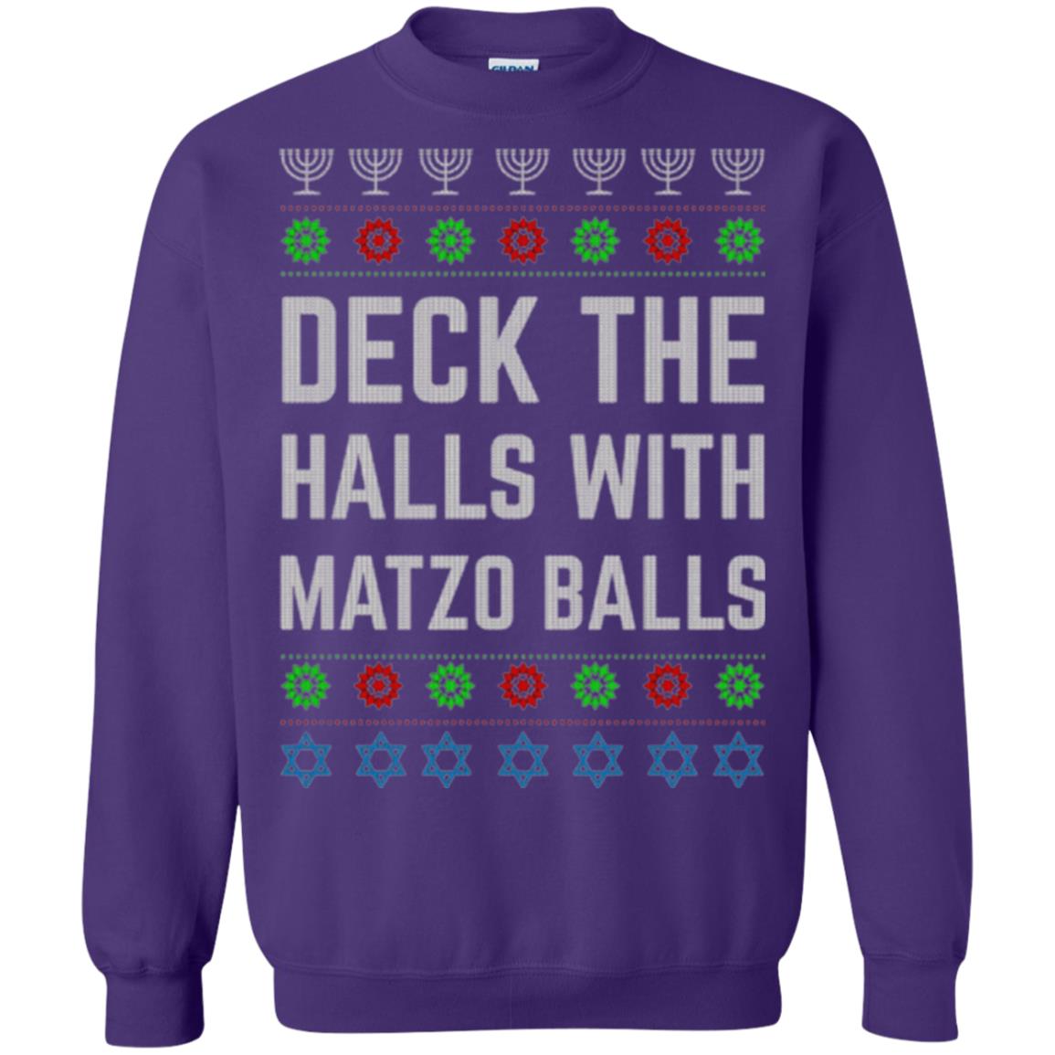 Christmas T-shirt Deck The Halls With Matzo Balls Purple