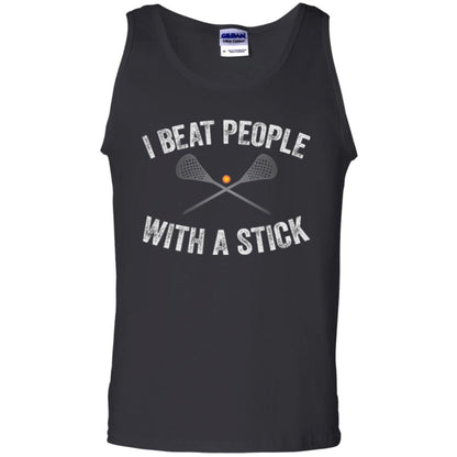 Lacrosse Lover T-shirt I Beat People With A Stick Black