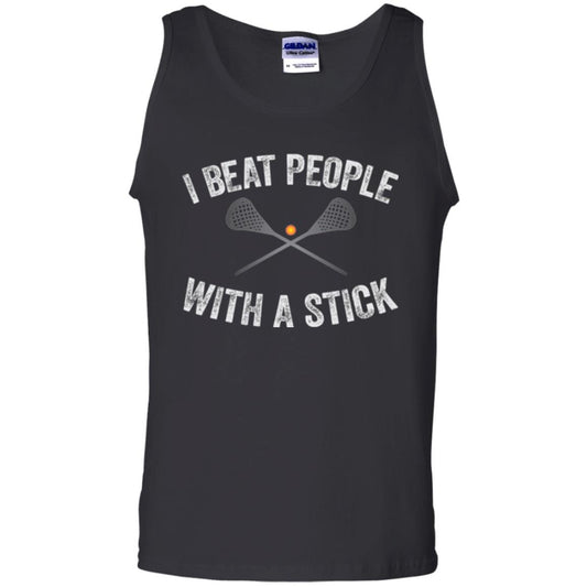 Lacrosse Lover T-shirt I Beat People With A Stick Black