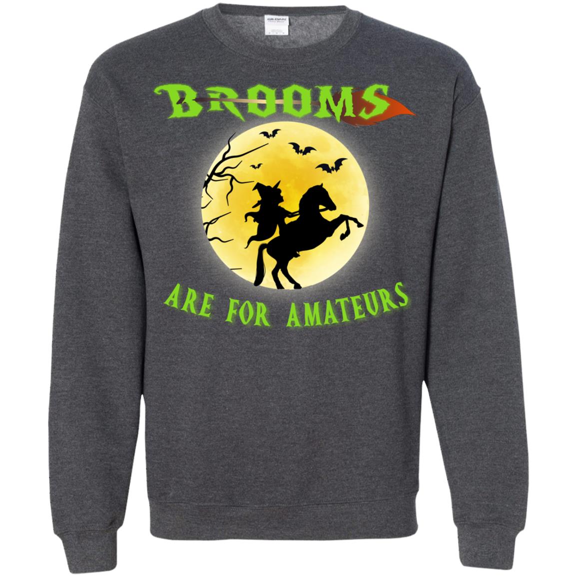Brooms Are For Amateurs Witches Ride A Horse Funny Halloween Shirt Dark Heather