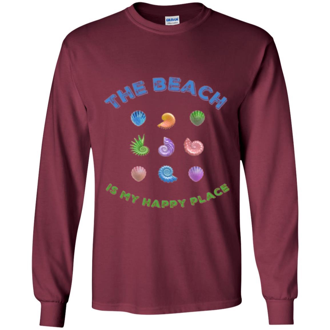 Shell T-shirt The Beach Is My Happy Place Maroon