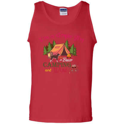 I’m A Simple Girl I Love Boxer Dog Camping And Wine Shirt Red
