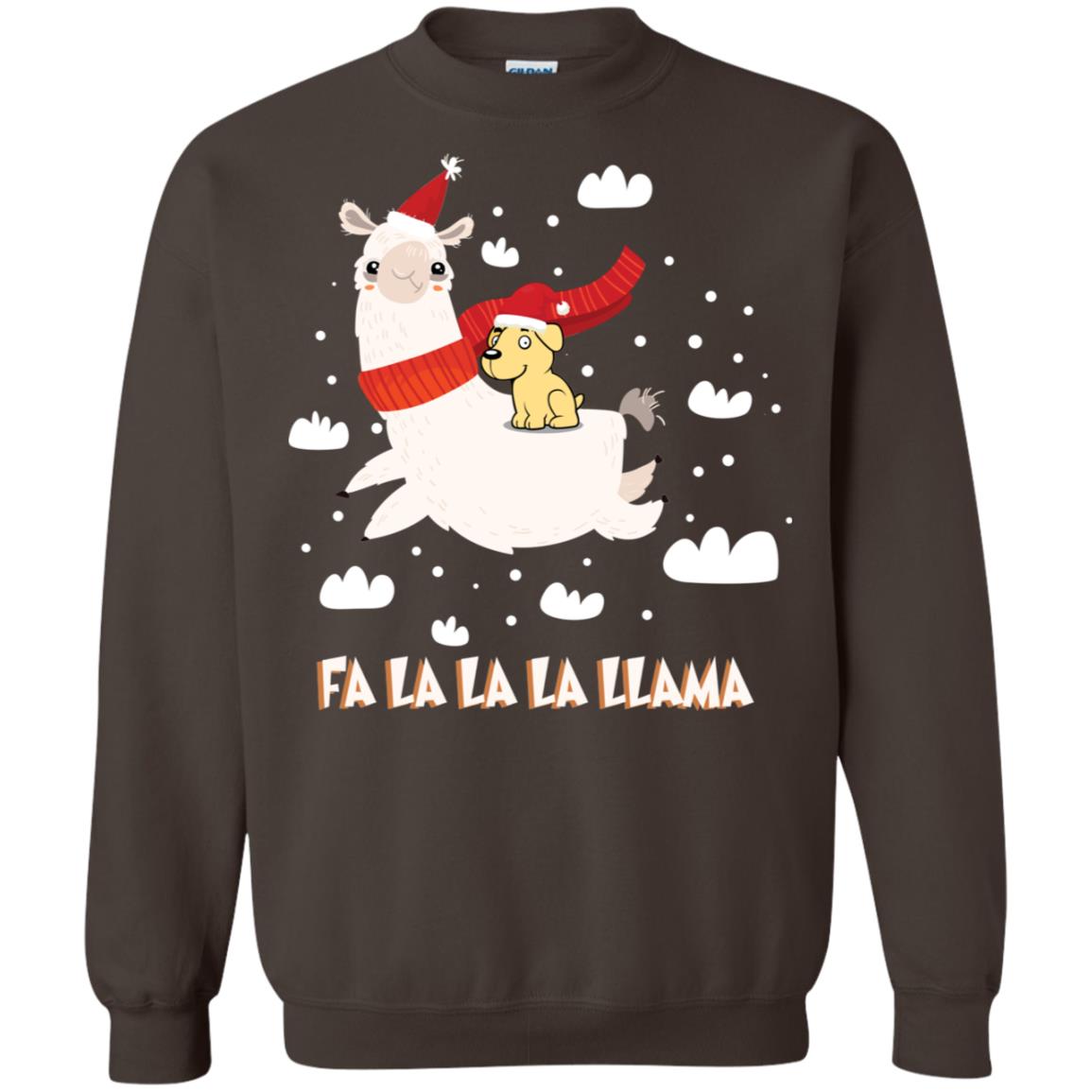 Fa La La La Llama With Labrador X-mas Gift Shirt Dark Chocolate