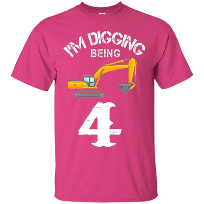 4th Birthday T-shirt I_m Digging Being 4 Birthday Heliconia