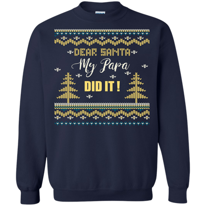 Christmas T-shirt Dear Santa My Papa Did It Navy
