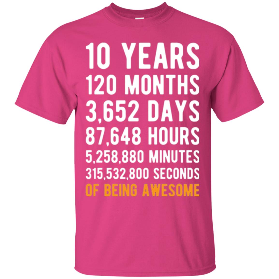 Birthday T-shirt 10 Years Old Of Being Awesome Heliconia