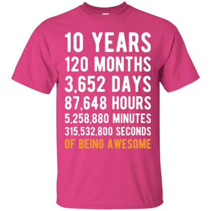Birthday T-shirt 10 Years Old Of Being Awesome Heliconia