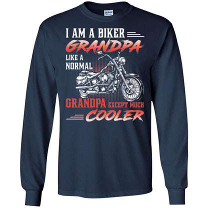 Papa T-shirt I Am A Biker Grandpa Like A Normal Navy