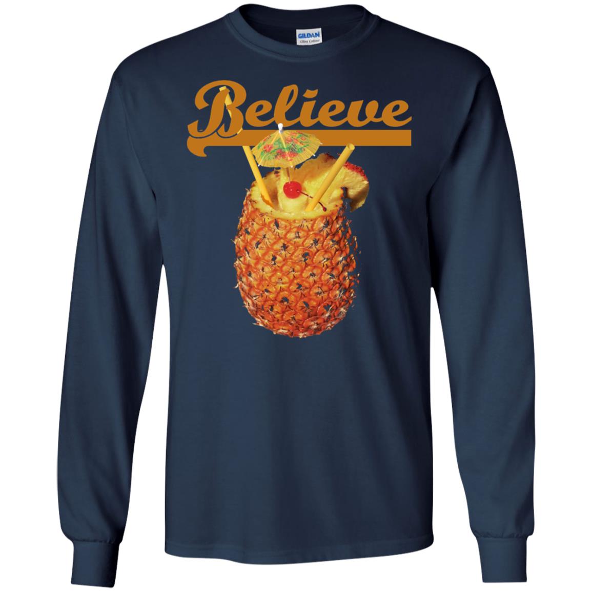 Believe Pineapple Cuptropical Drink T-shirt Navy