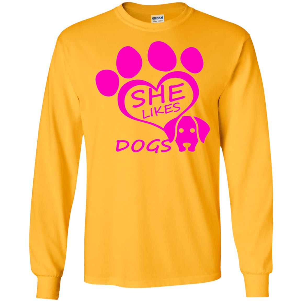 Dog Lovers Shirt She Likes Dogs Gold