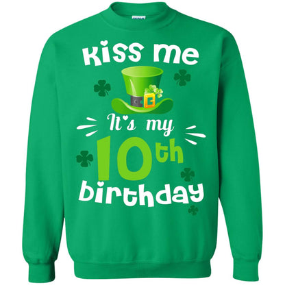 Kiss Me It_s My 10th Birthday Patrick_s Day T-shirt Irish Green