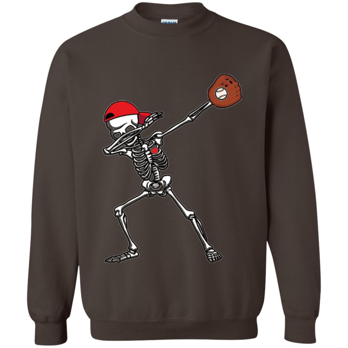 Dabbing Skeleton Baseball Lover T-shirt Dark Chocolate