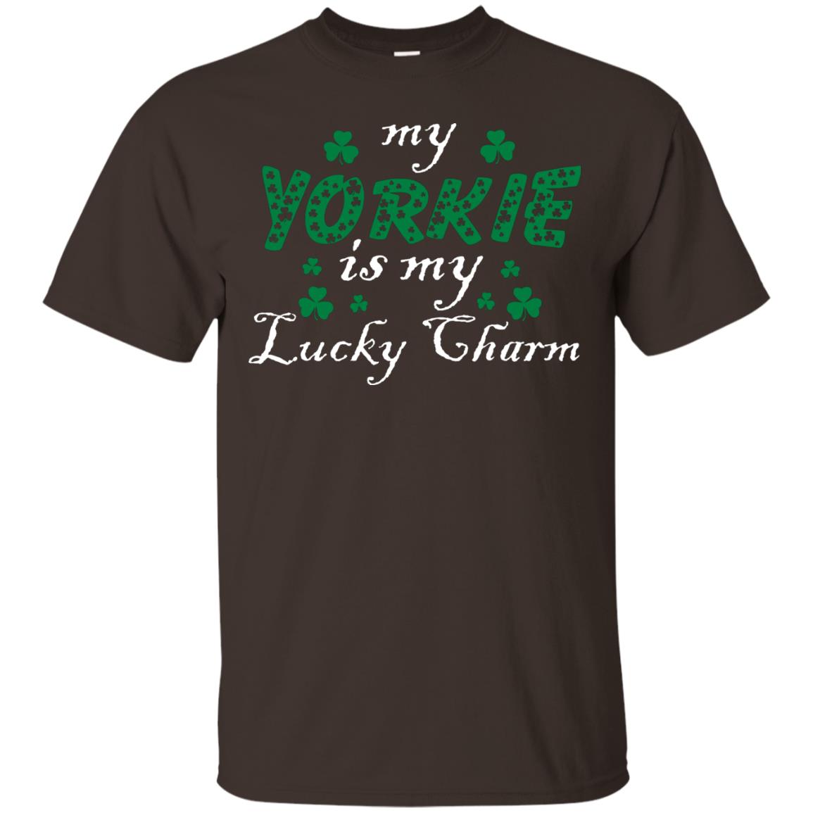 My Yorkie Is My Lucky Charm Saint Patrick's Day Shirt For Yorkie Lover Dark Chocolate