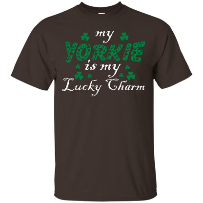 My Yorkie Is My Lucky Charm Saint Patrick's Day Shirt For Yorkie Lover Dark Chocolate