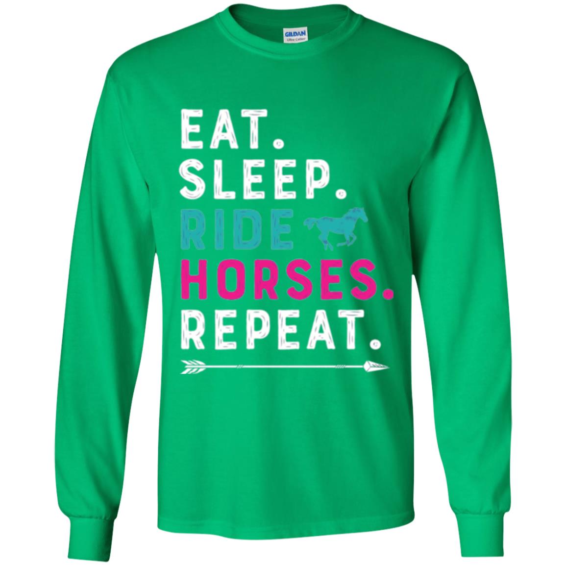 Horseback Lovers T-shirt Eat Sleep Ride Horses Repeat Irish Green