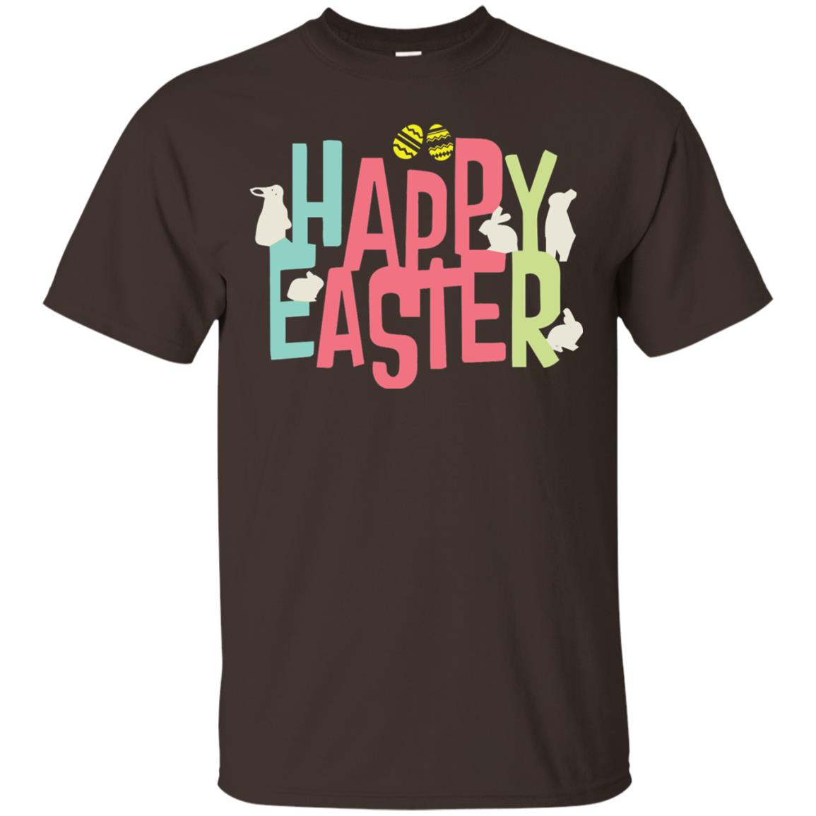 Happy Easter Eggs Bunny T-shirt Dark Chocolate