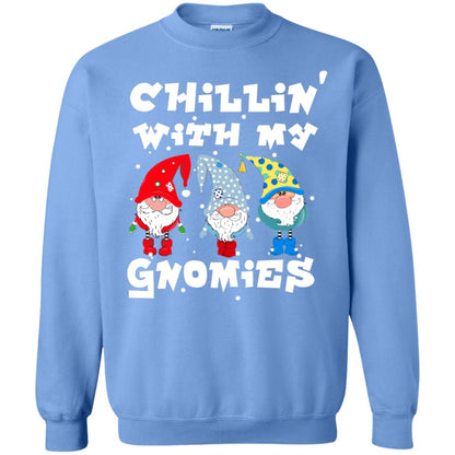 Chillin' With My Gnomies X-mas Gift Shirt For Mens Womens Kids Carolina Blue