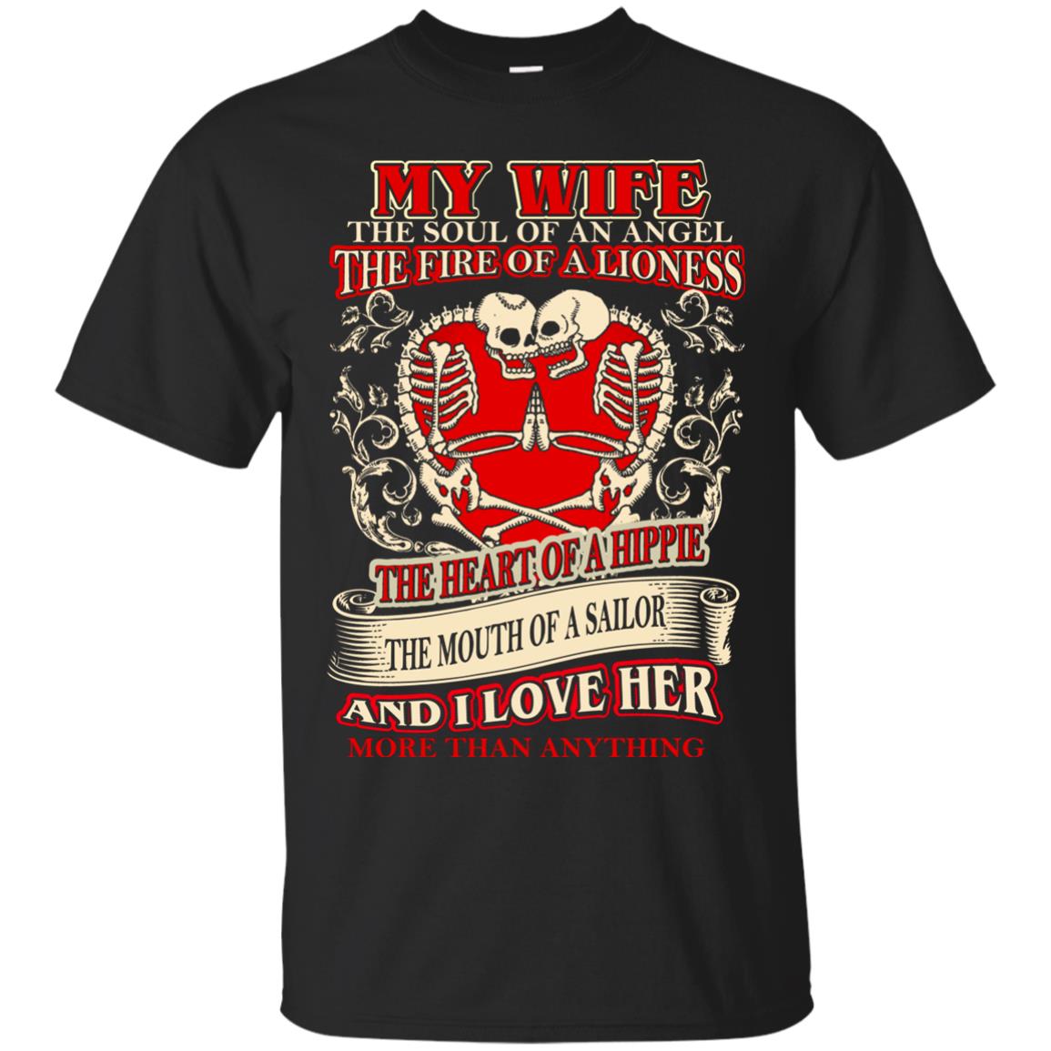 My Wife The Soul Of An Angel And I Love Her More Than Anything Husband Shirt Black