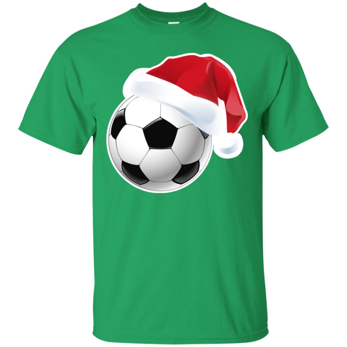 Soccer With Santa Claus Hat X-mas Shirt For Soccer Lovers Irish Green