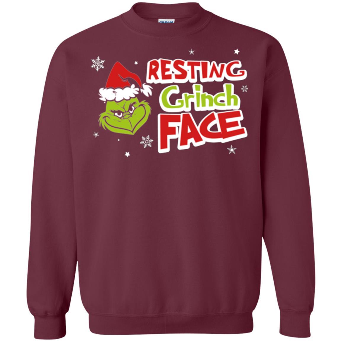 Christmas T-shirt Resting Grinch Face Maroon