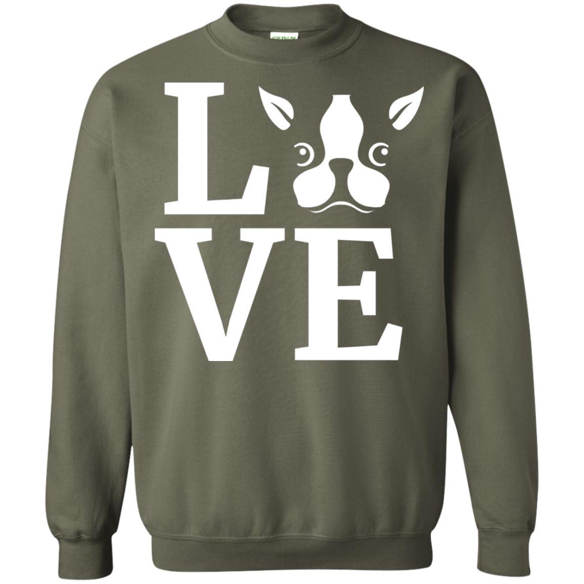 Dog Lovers T-shirt I Love My Boston Terrier Military Green
