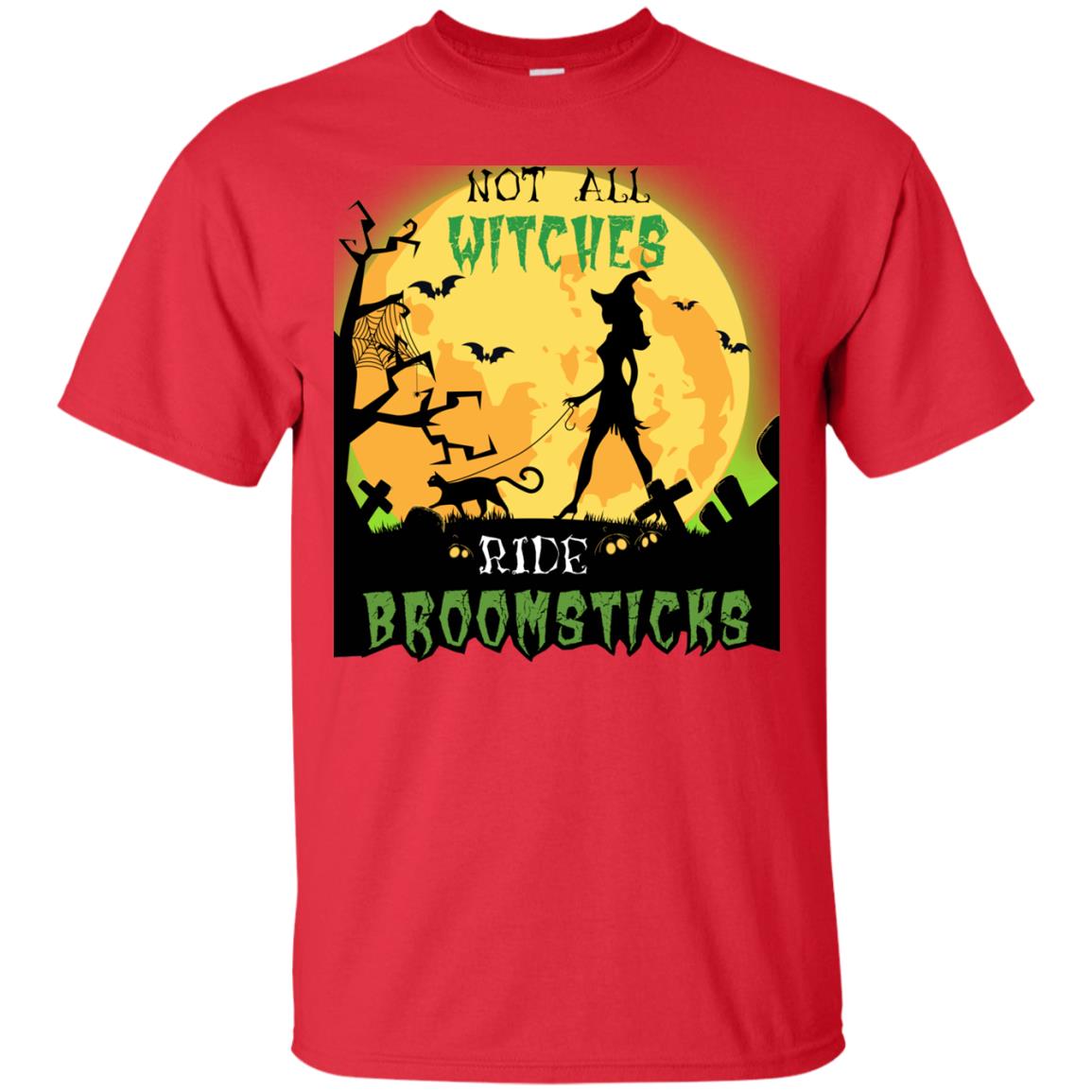 Not All Witches Ride Broomsticks Witches Walk With Cat Funny Halloween Shirt Red