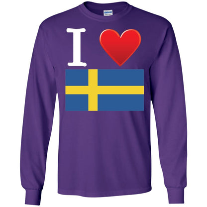 I Heart Love Sweden Flag T-shirt Purple