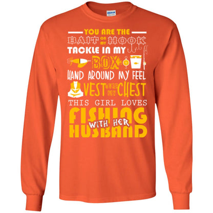 Fishing Lover T-shirt This Girl Loves Fishing With Her Husband Orange
