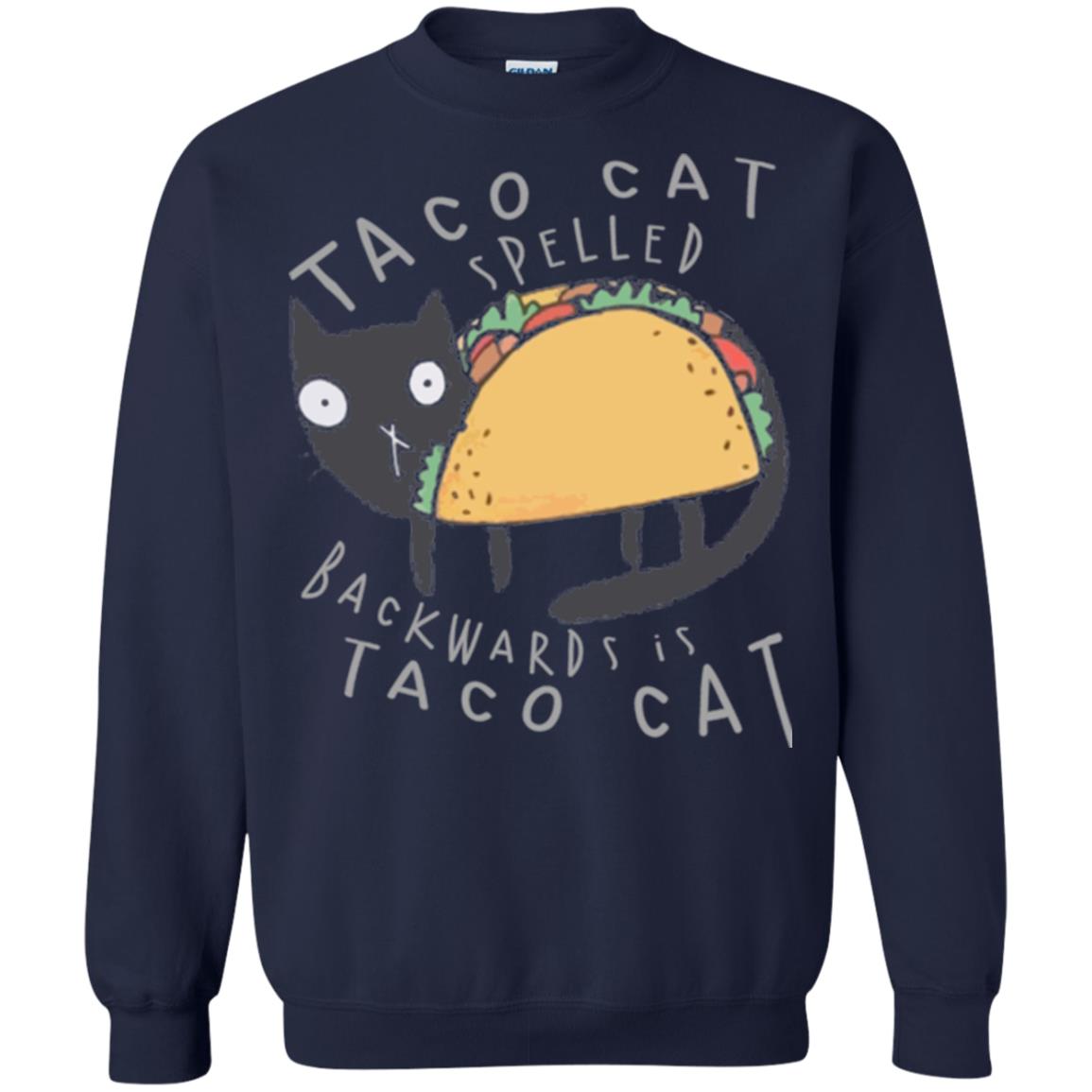 Cat Lovers T-shirt Taco Cat Spelled Backward Is Taco Cat Navy