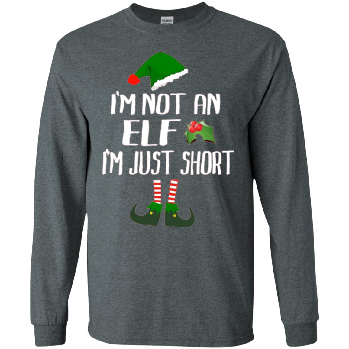 Funny Christmas T-shirt I_m Not An Elf I_m Just Short Dark Heather
