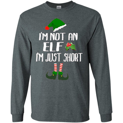 Funny Christmas T-shirt I_m Not An Elf I_m Just Short Dark Heather