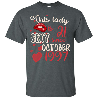 This Lady Is 21 Sexy Since October 1997 21st Birthday Shirt For October Womens Dark Heather
