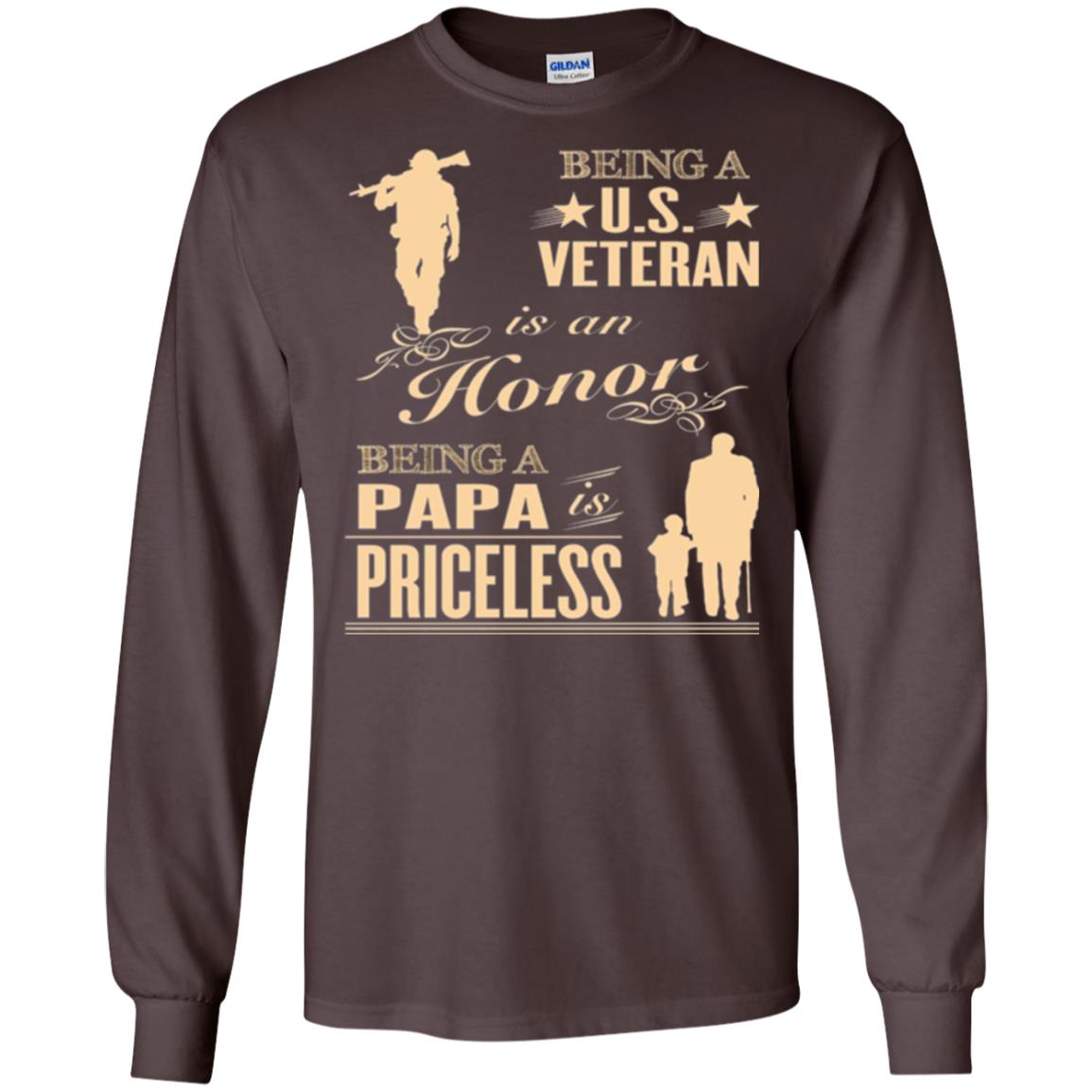 Papa T-shirt Being A U.s Veteran Dark Chocolate