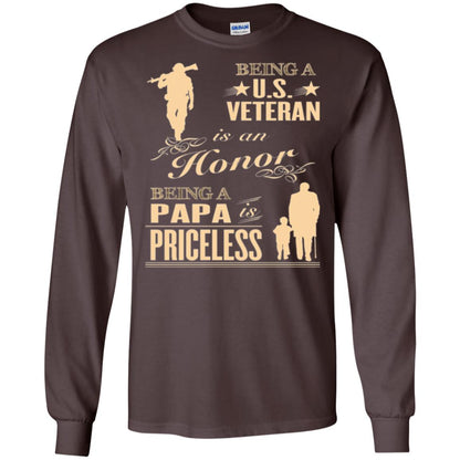 Papa T-shirt Being A U.s Veteran Dark Chocolate