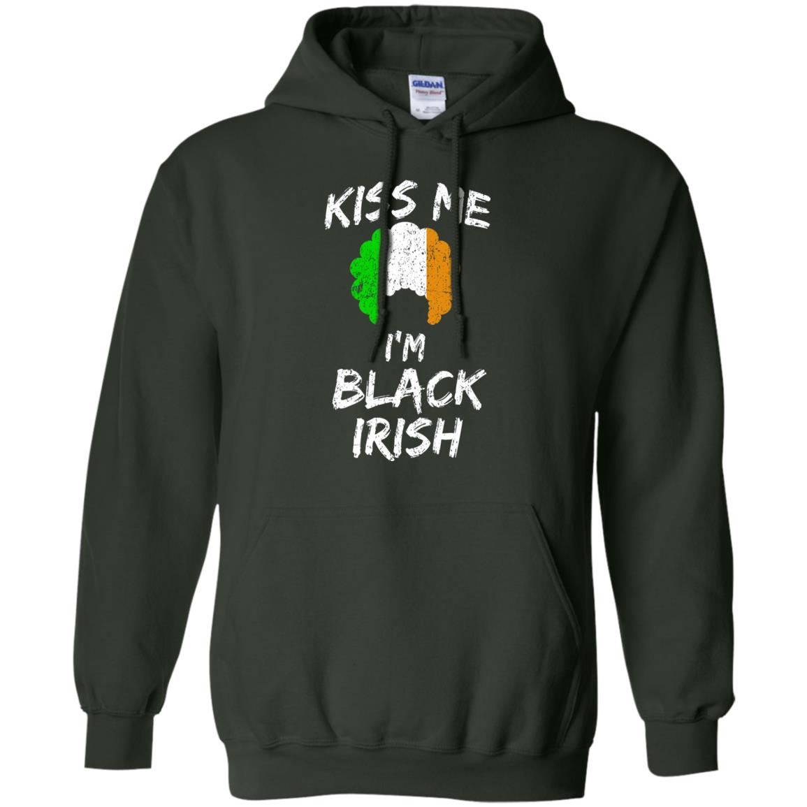 Kiss Me I_m Black Irish Funny St Patrick_s Day T-shirt Forest Green