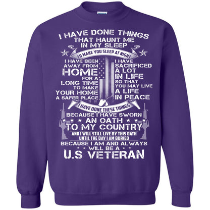I Have Done Things That Haunt Me In My Sleep Us Veteran Shirt Purple