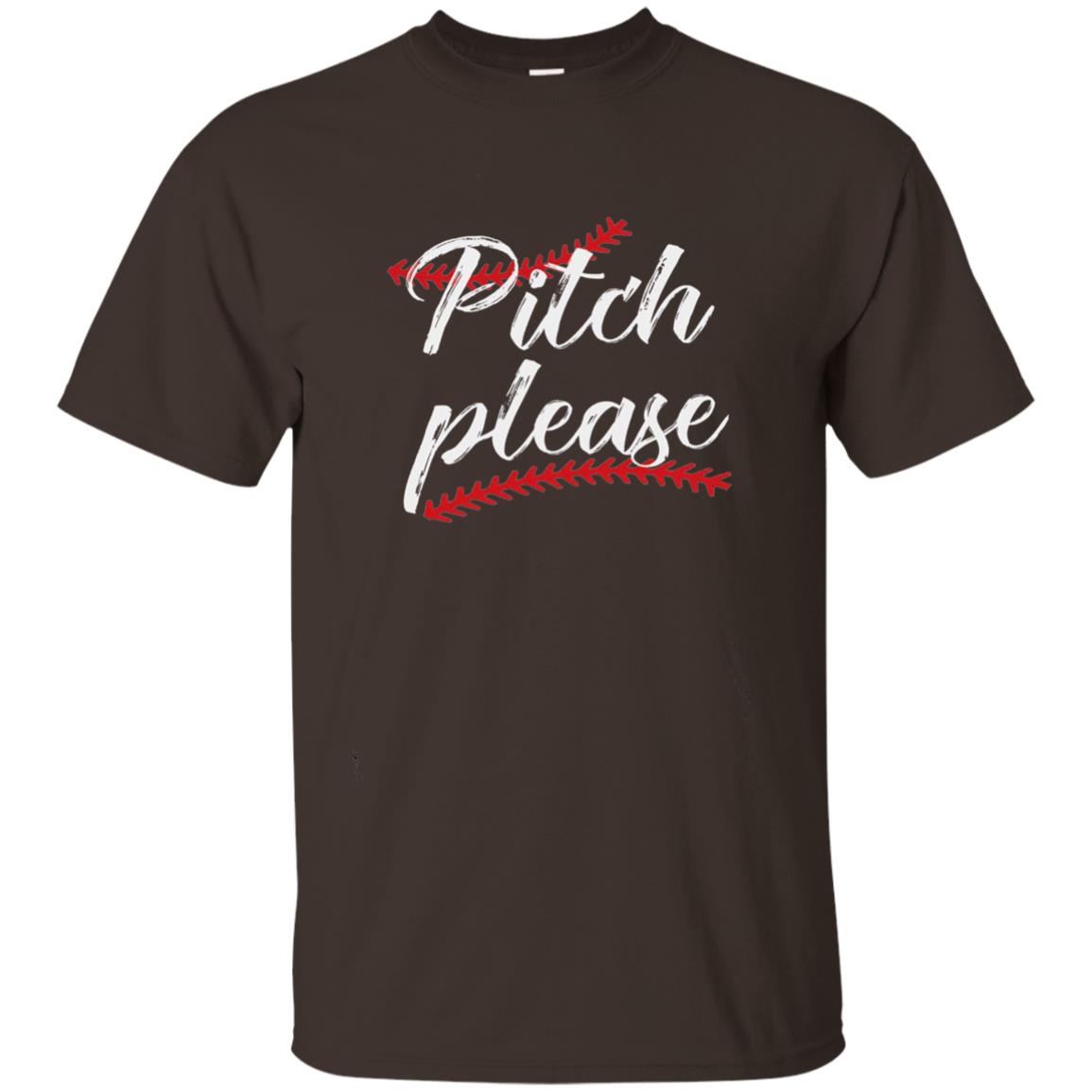 Pitch Please Funny Baseball Lover T-shirt Dark Chocolate