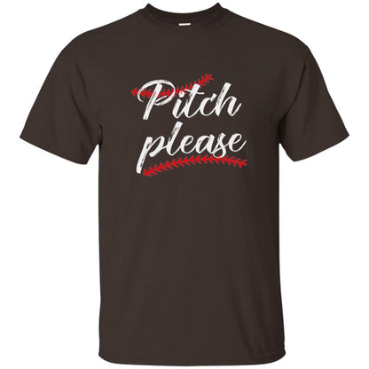 Pitch Please Funny Baseball Lover T-shirt Dark Chocolate