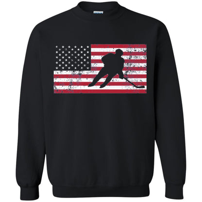 Hockey T-shirt American Flag Usa Patriotic Ice Skating Black